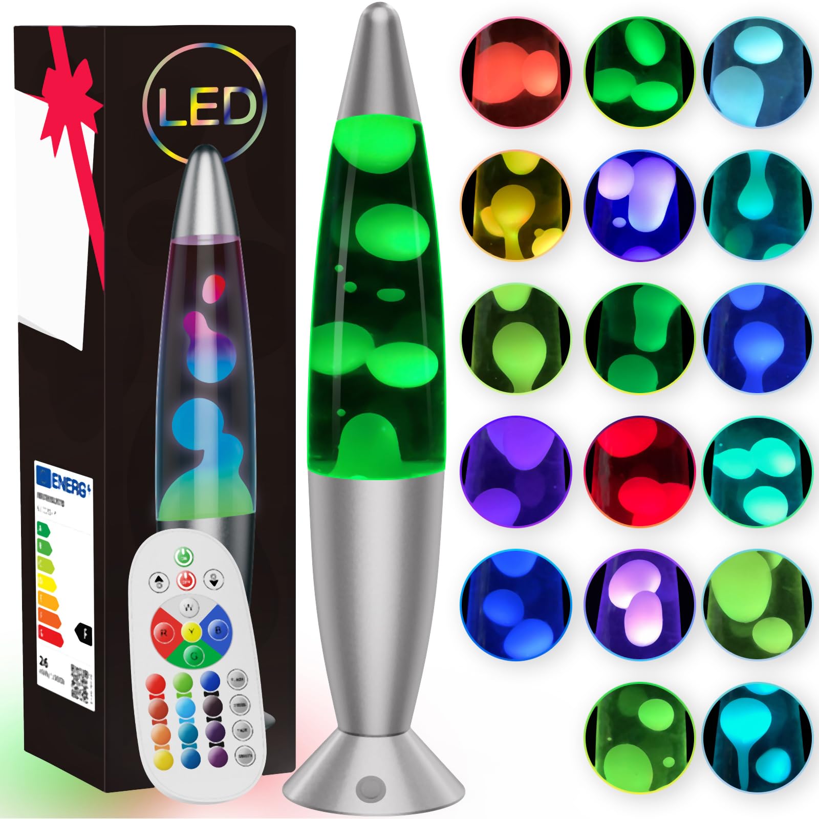 17 Color LED Color Changing Lamp with Remote, 13.5 Inch Blue Pink Red Green Purple Liquid Motion Lamp Table Lamp Night Light Relax for Adults and Kids Nightlight for Bedroom, Living Room, Kids Room