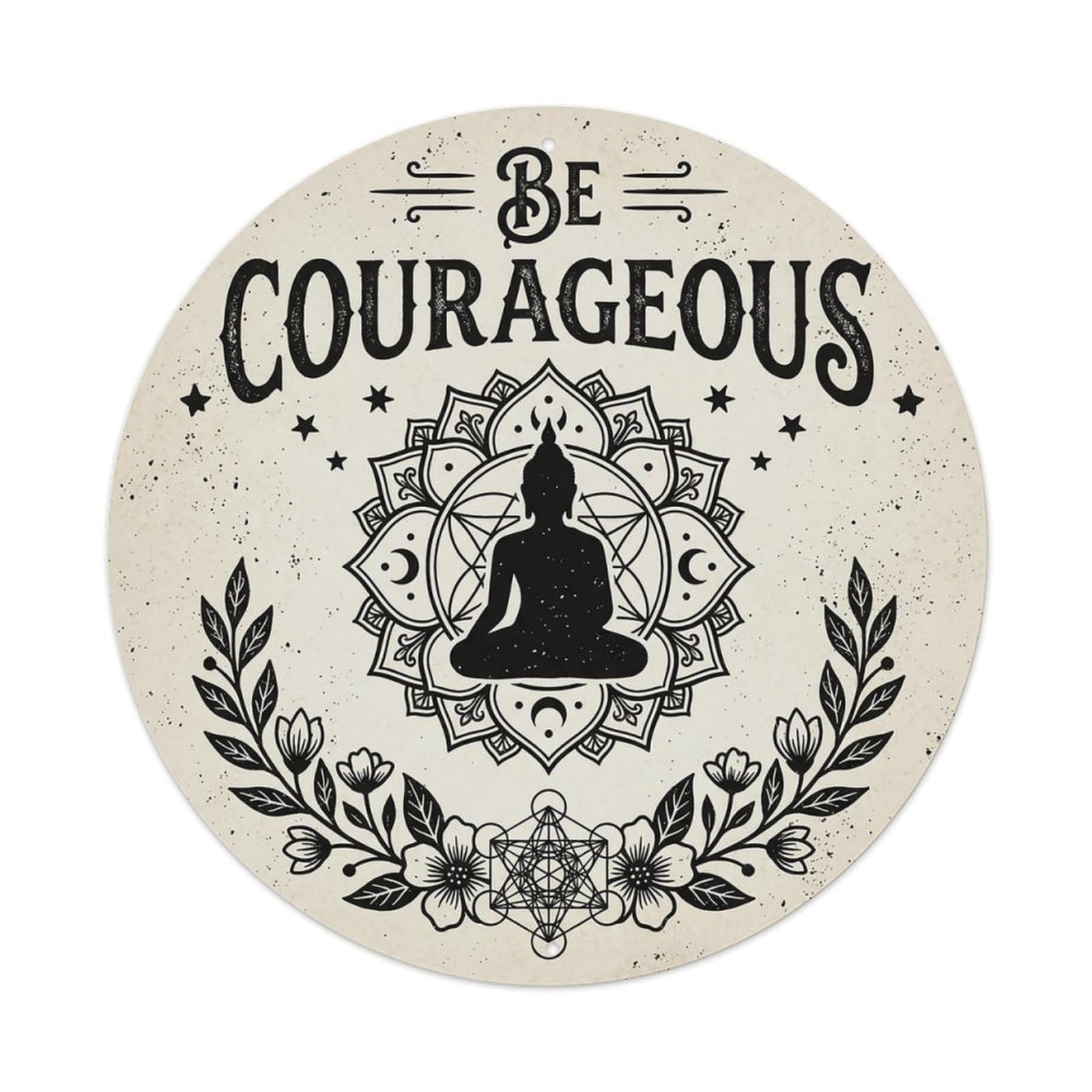 Zen Flower Meditation Den Courageous Vintage Metal Tin Sign Plaque Wall Decor for Cafe, Club Bar, Office, Garden Metal Poster 8x8Inch