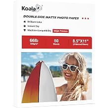 Koala Double Sided Matte Thick Photo Paper 8.5x11 Thick 50 Sheets 250gsm Inkjet and Dye Ink Compatible