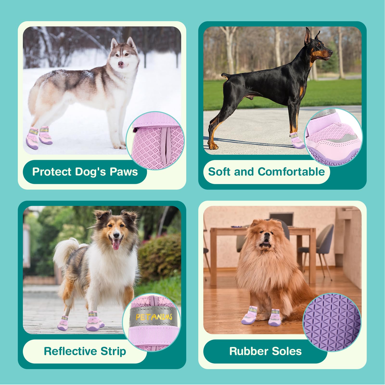 Petanims Chaussures pour Chiens de Petite Taille, Bottes et Protections de Pattes pour Les Jours d'hiver enneigés, Semelles antidérapantes imperméables pour Chien, Taille 1