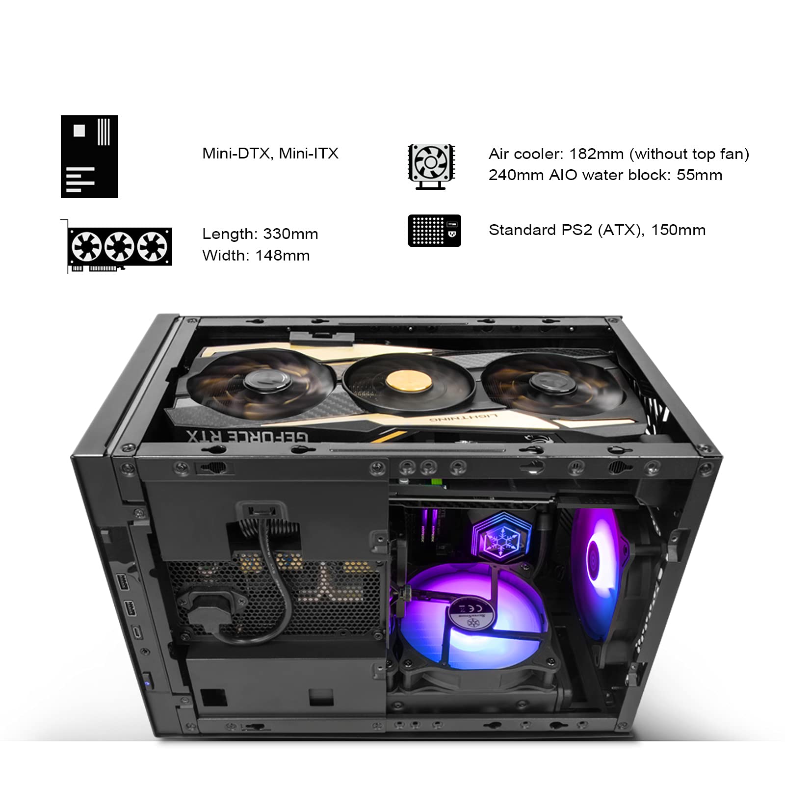 Silverstone SST-SG15S - Sugo Mini-ITX kompaktowa obudowa Cube, modułowa konstrukcja z 4 zdejmowanymi śrubami radełkowanymi (góra, lewa, prawa, dolna), srebrna