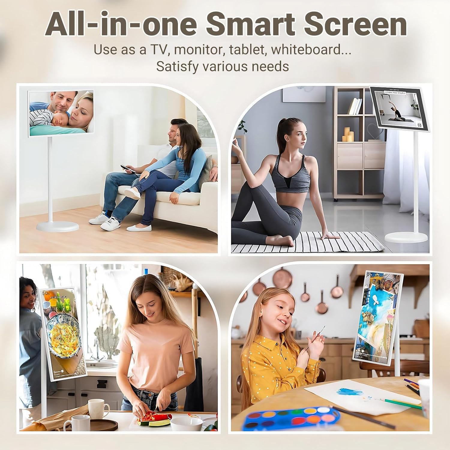 Televisor portátil con pantalla giratoria 4K Ultra HD, Smart TV con ruedas y control remoto, 4+64GB/8+128GB, sistemas operativo Android, batería integrada con 5-8 horas de reproducción 32in-4G64G
