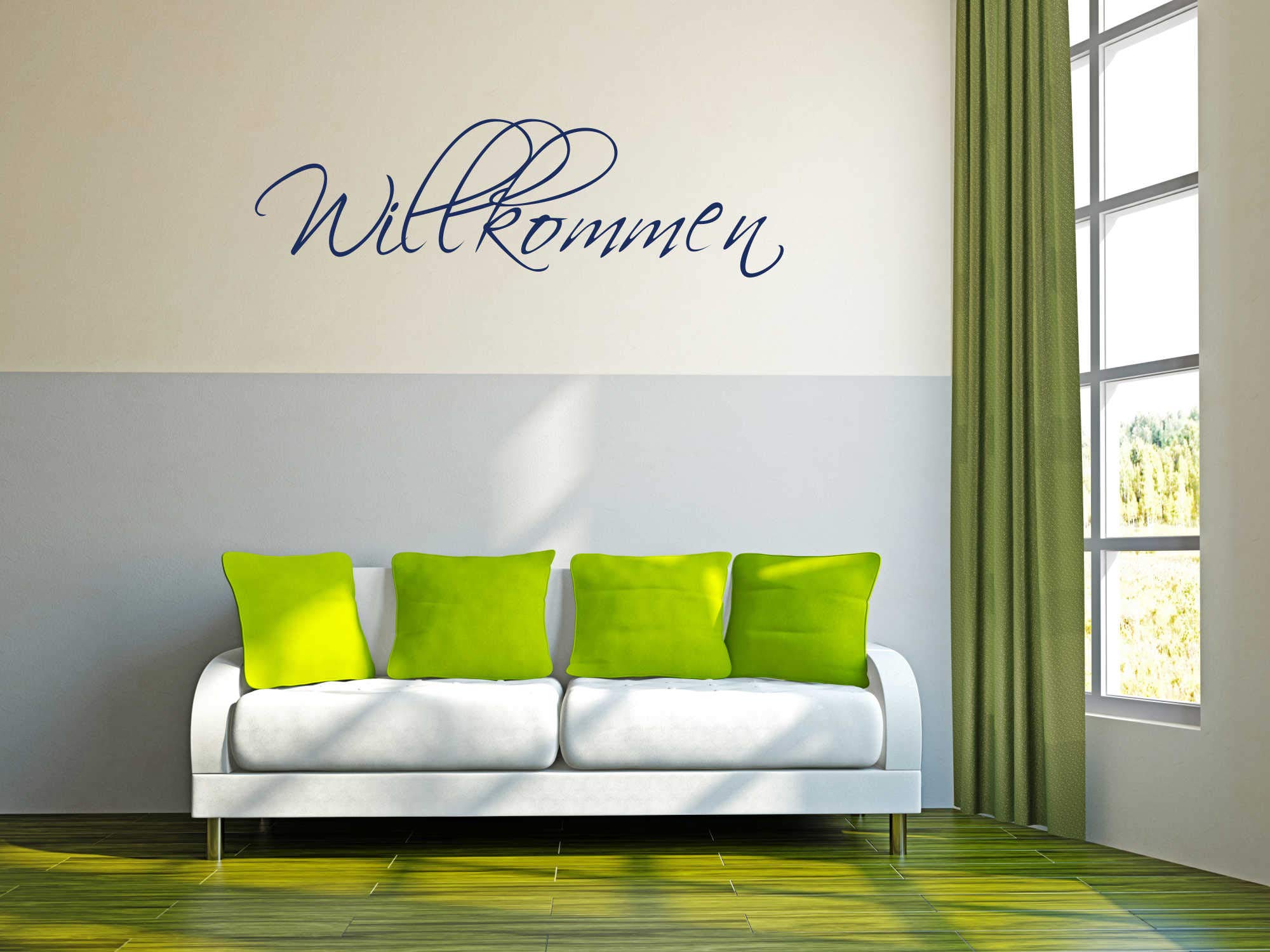 Wandtattoo 'Willkommen' – 120 X 35 Cm, Dunkelrot, Selbstklebend Auf Raufaser & Putz
