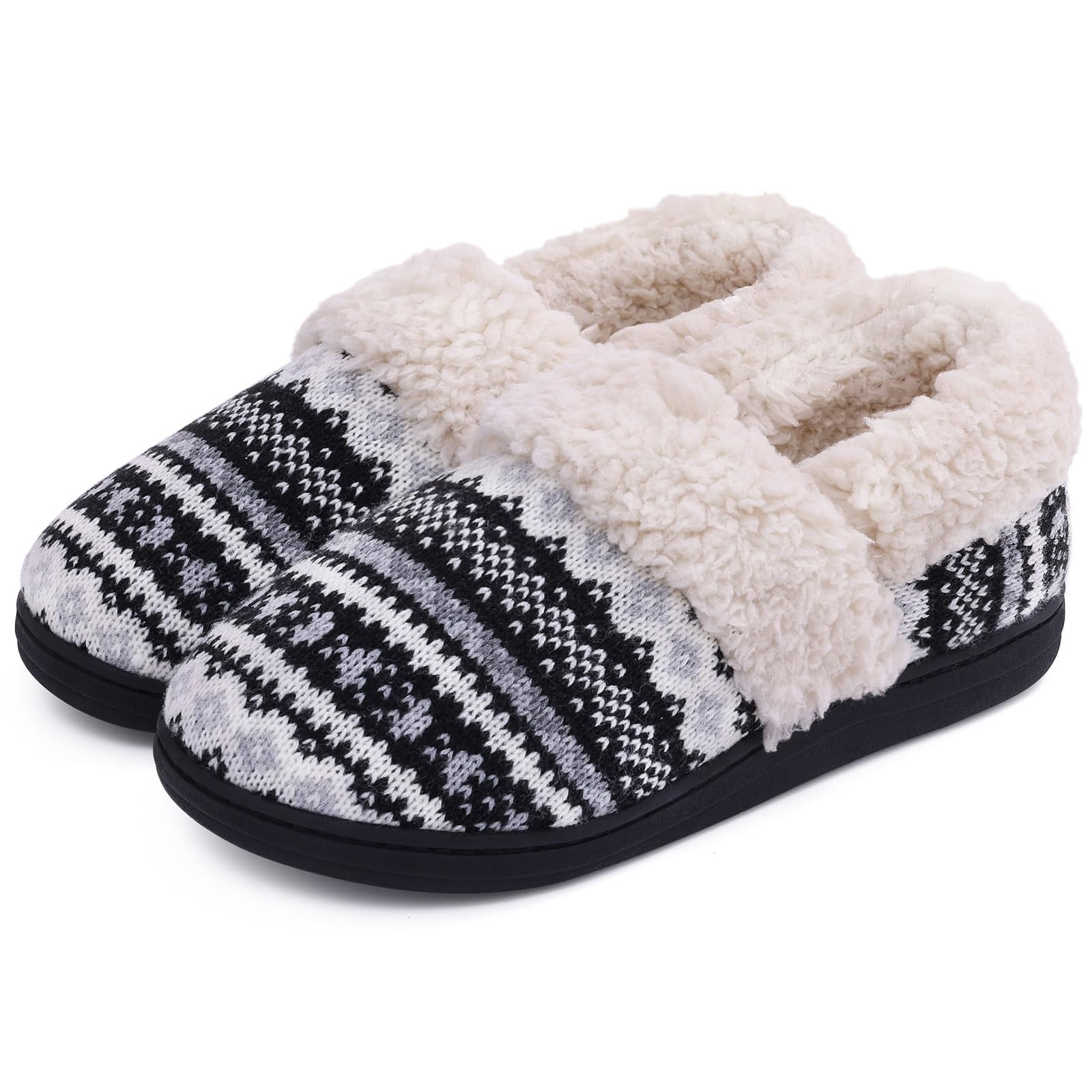 Evshine Women's Fuzzy Memory Foam Slippers, Closed Back Knit Bedroom  Slippers, Slip-On Warm House Shoes for Indoor Outdoor Comfort