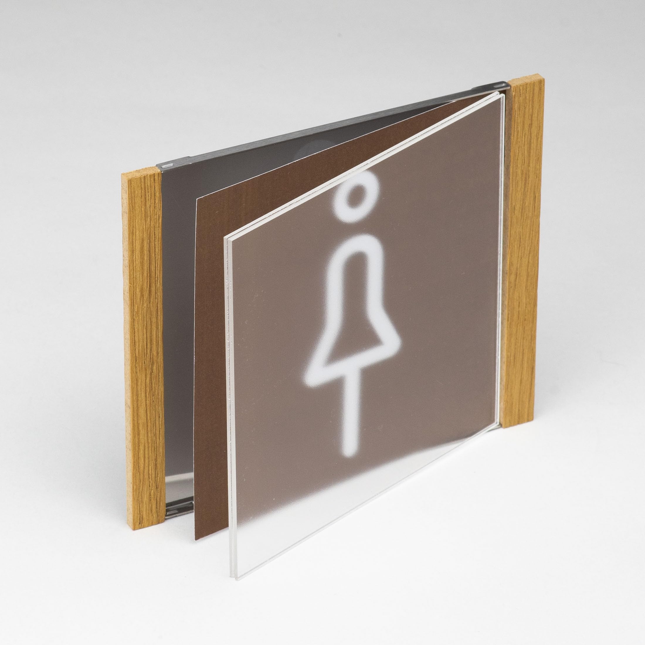 NIRO.clic-eiche Türschild 5er-Set – Edles Edelstahlschild mit Eichenholz-Abschlüssen – Büroschild mit entspiegelter Acrylabdeckung – Made in Austria (5 Stück, 124,5 x 150,5 (A6))