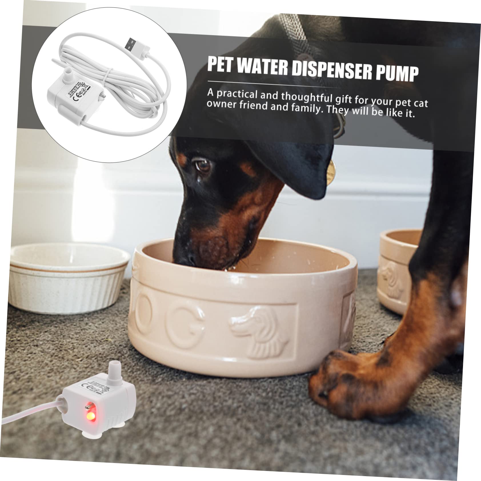 Bomba de Repuesto para Fuente de Agua de Gatos 5v1a Luz | Abs Blanco, Sumergible para Dispensador de Mascotas, Incluye Cable Usb, Uso en Hogares y Tiendas