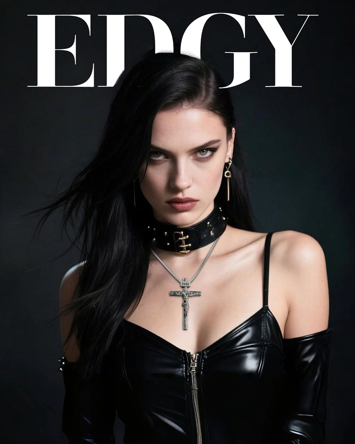 Catholic Crucifix Necklace for Men and Women, Antique Silver Cross Necklace with Exquisite Jesus Pendant, 18~30" Stylish Stainless Steel Snake Chain, Christian Jewelry Gift - Image 3