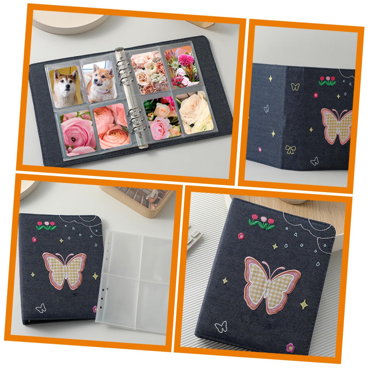 OUNONA 5 Set Album Fotografico Portatile per Carte e Foto Raccoglitore Decorativo con Copertura e Pagine Quadruple per Speciali