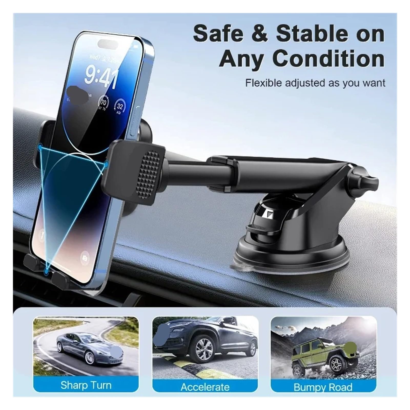 Supporto for cellulare da auto for smartphone | Supporto mobile for parabrezza da cruscotto for telefoni da 4,7-7 pollici(C)