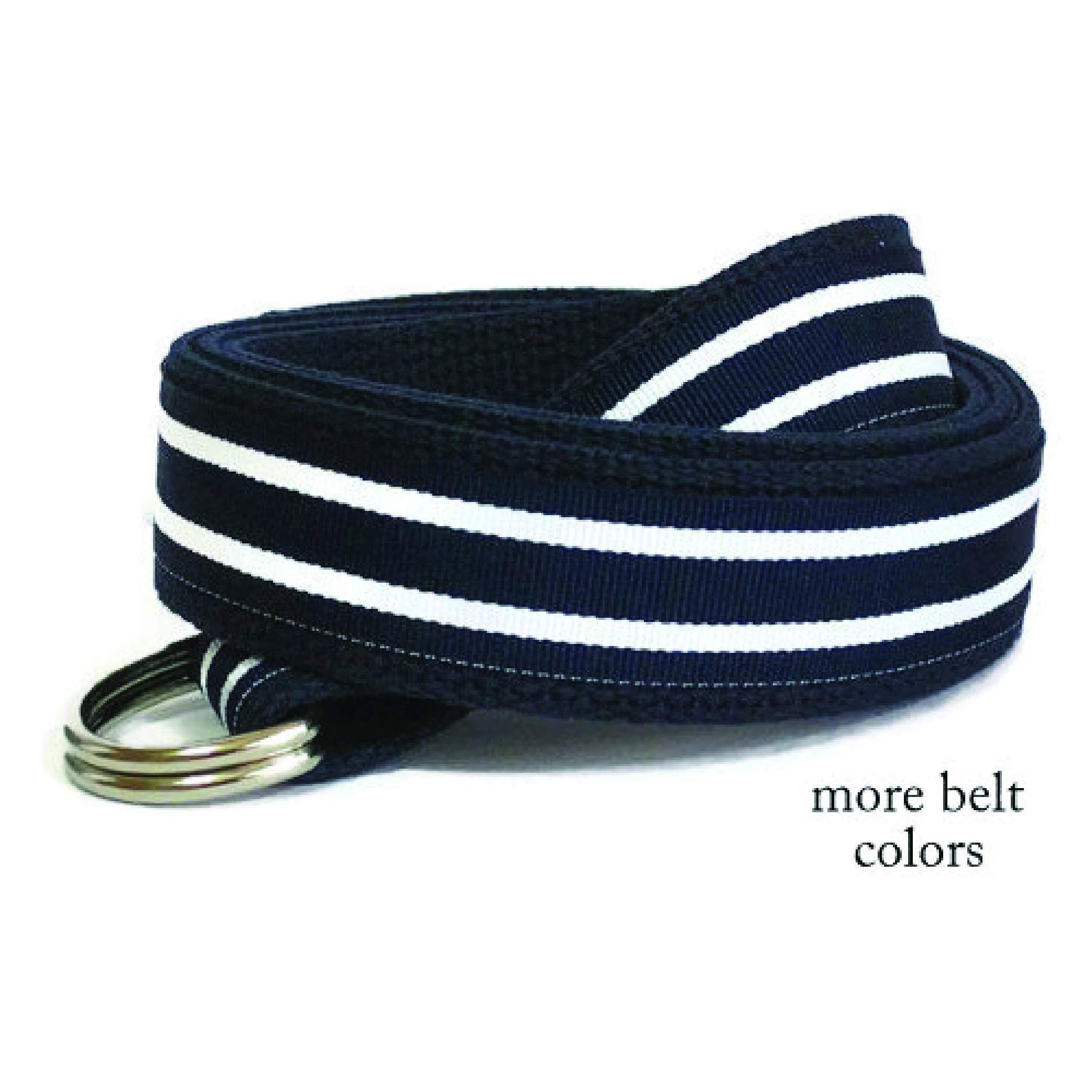 Mens Belt/Blue Striped Belt/Navy Blue Canvas Belt/Blue Striped D-ring Belt/Preppy Khaki Ribbon Belt for men women teens Big & Tall (Hampton)