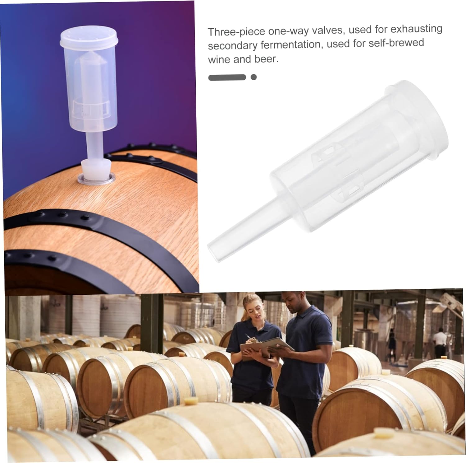 Beer and Wine Airlock One Way Valves 2Pcs Plastic Three Piece
