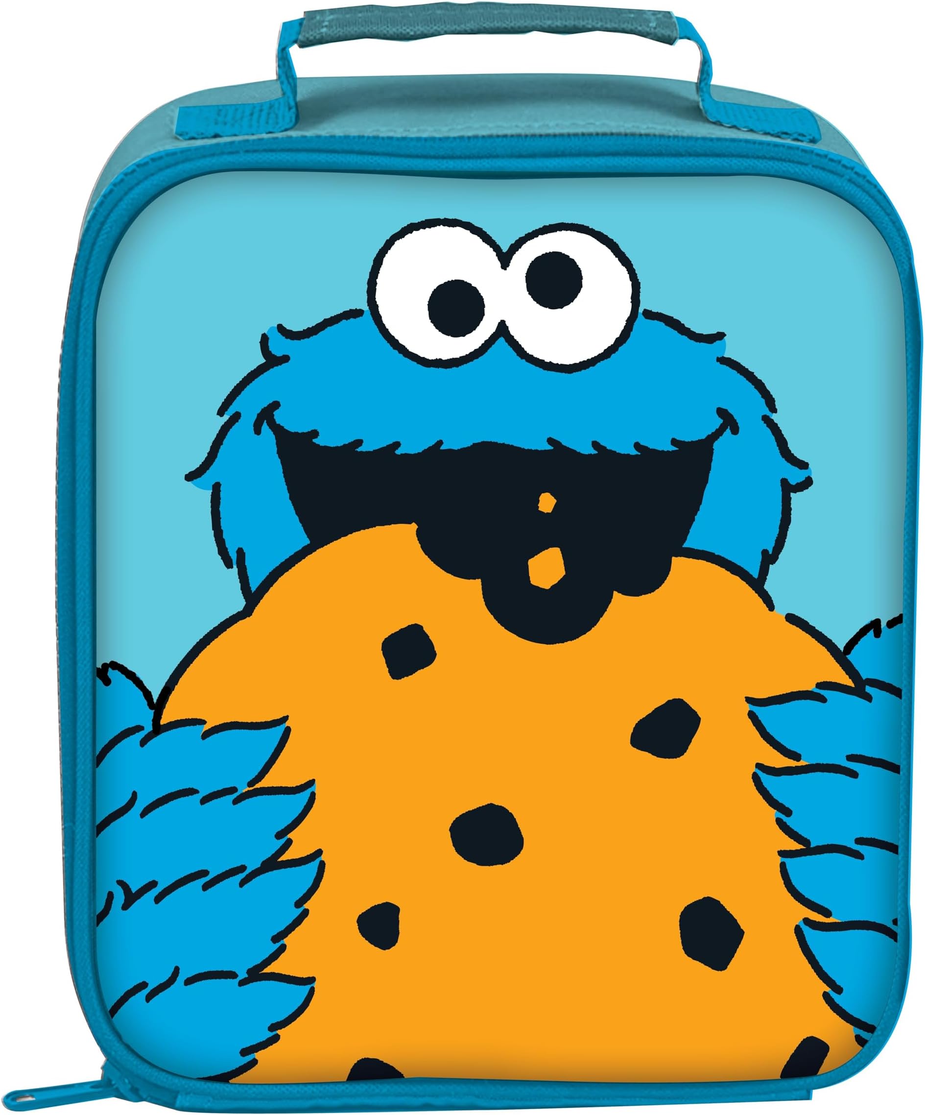 Sesame Street Cookie Monster Lunch Bag – Insulated Kids Lunchbox with Handle & Zip – Durable & Lightweight – 25x9x20 cm – Fun School Bag for Toddlers & Preschoolers