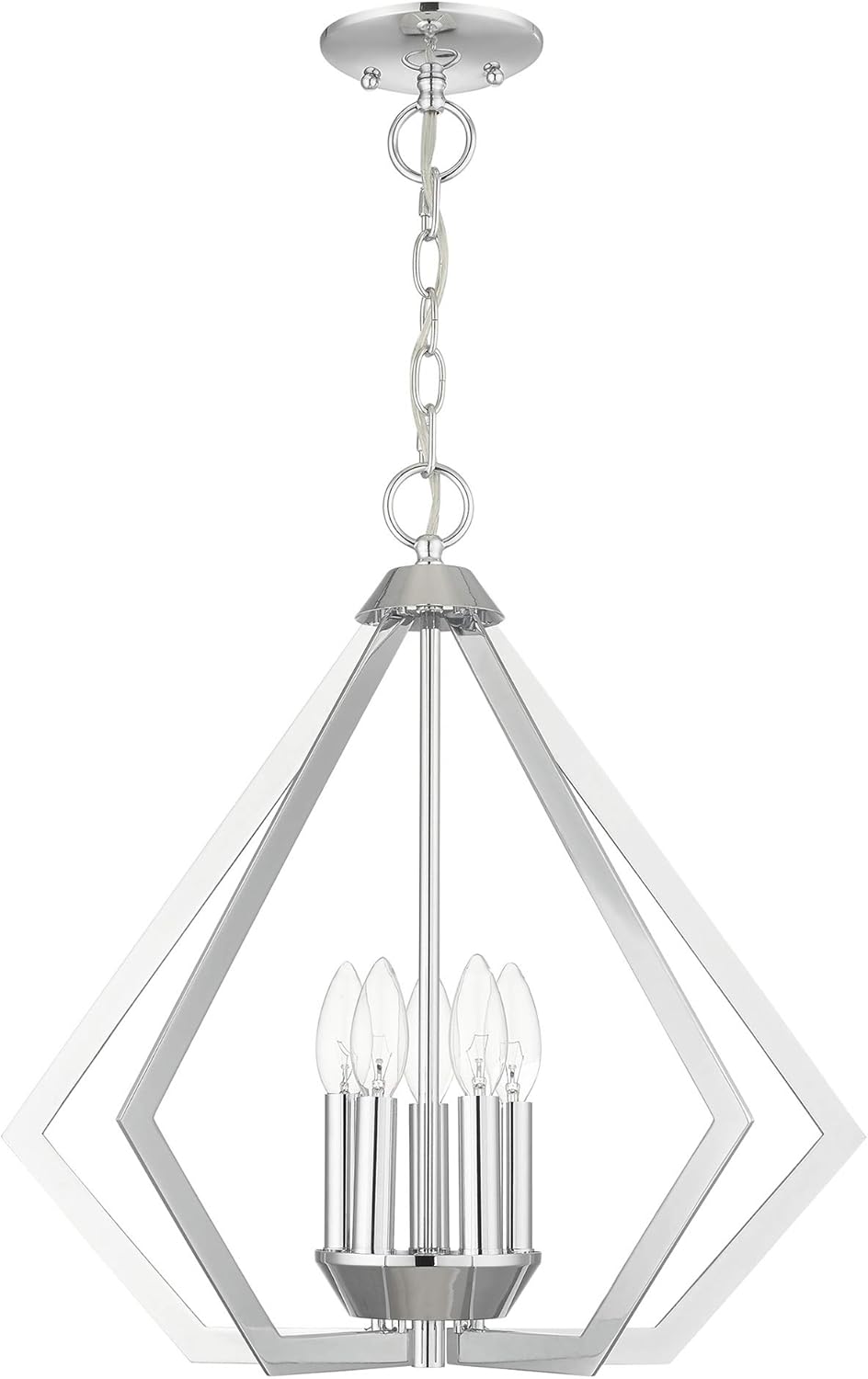Livex Lighting 40925-05 Transitional Five Light Chandelier from Prism Collection Finish, Polished Chrome