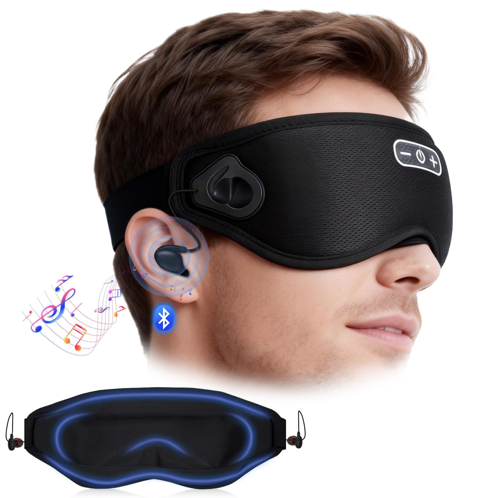 Sleep Headphones Wireless Bluetooth 5 4 100 Blackout Sleep Mask with Bluetooth Headphones with HiFi Stereo in-Ear Earbuds