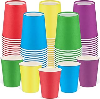 100 Pack Rainbow Paper Cups, 9oz Colored Party Cup Disposable Paper Cups...