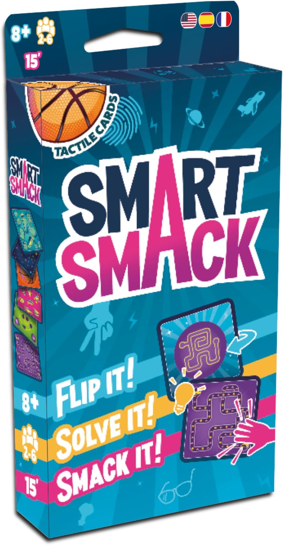 Asmodee Smart Smack Party Game - Fast-Paced Challenge & Reaction Game with Tactile Cards, Fun for Families, Kids & Adults, Ages 8+, 2-6 Players, 15 Minute Playtime