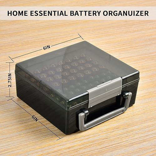 Miniatura 6 de FULLCASE Organizador Portador de Almacenamiento de Baterías que Contiene 72 Baterías AA AAA, Cajas Contenedores de Garaje, Dispensador de