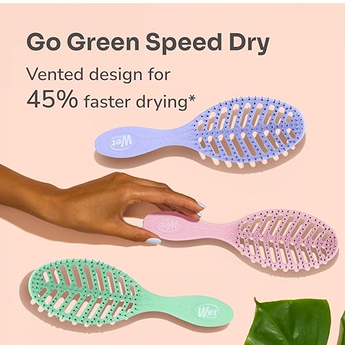 Miniatura 10 de Wet Brush Go Green Speed Dry - Cepillo de diseño ventilado y cerdas ultrasuaves HeatFlex, mango ergonómico, para cabello enredado e incontrolable,