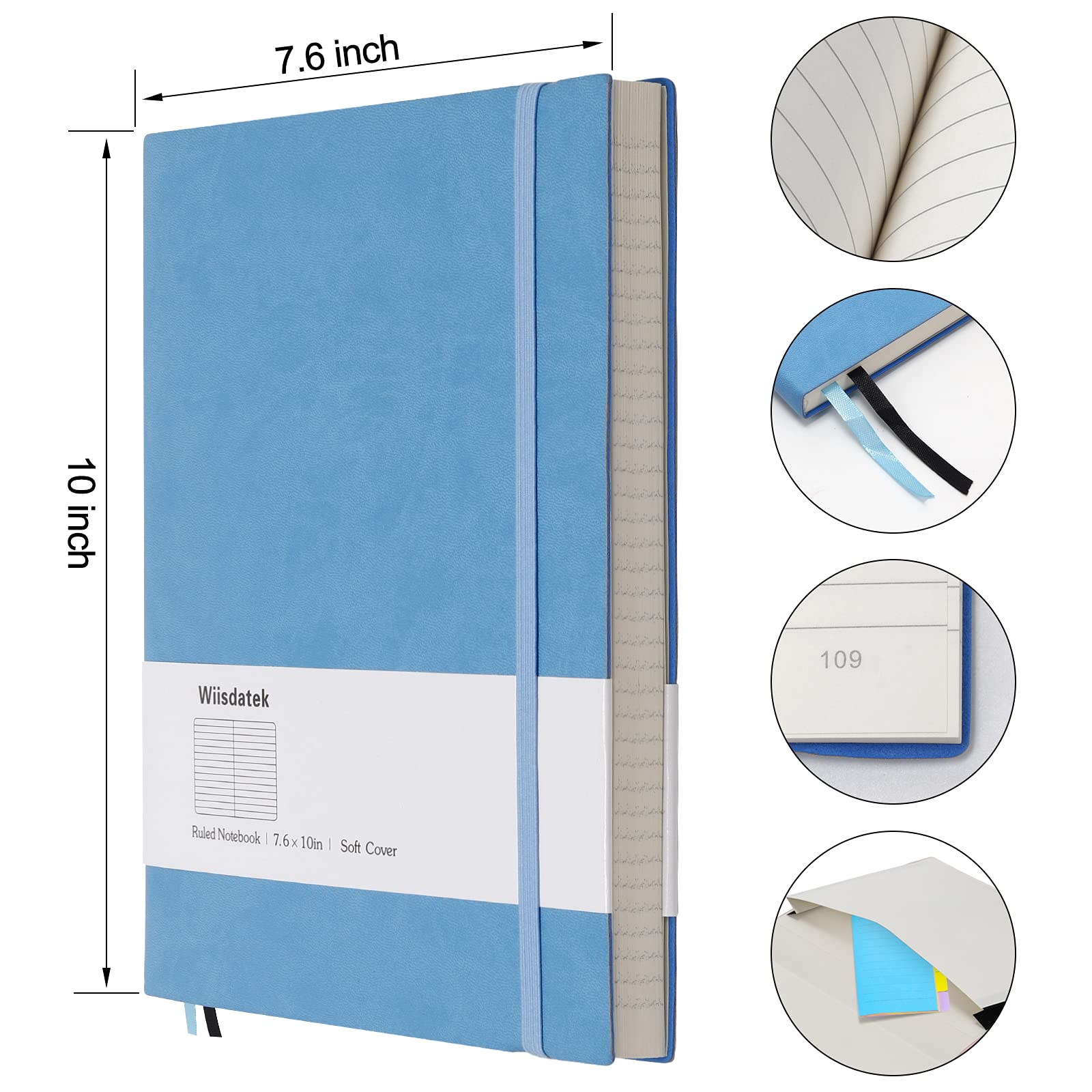 Wiisdatek B5 Lot De 2 Carnets Lignés à Couverture Souple - Grand Carnet De Composition 193 X 254 Cm Avec Papier Ligne Epais De 100 Gm 376 Pages Numerotees Au Total Jaune