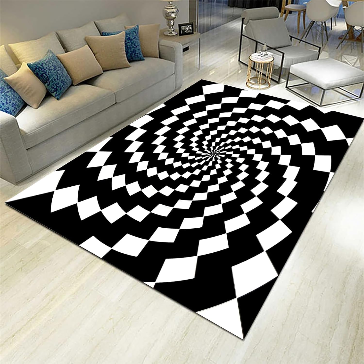 Grand tapis de décoration abstrait 120x160cm avec impression 3D de qualité
