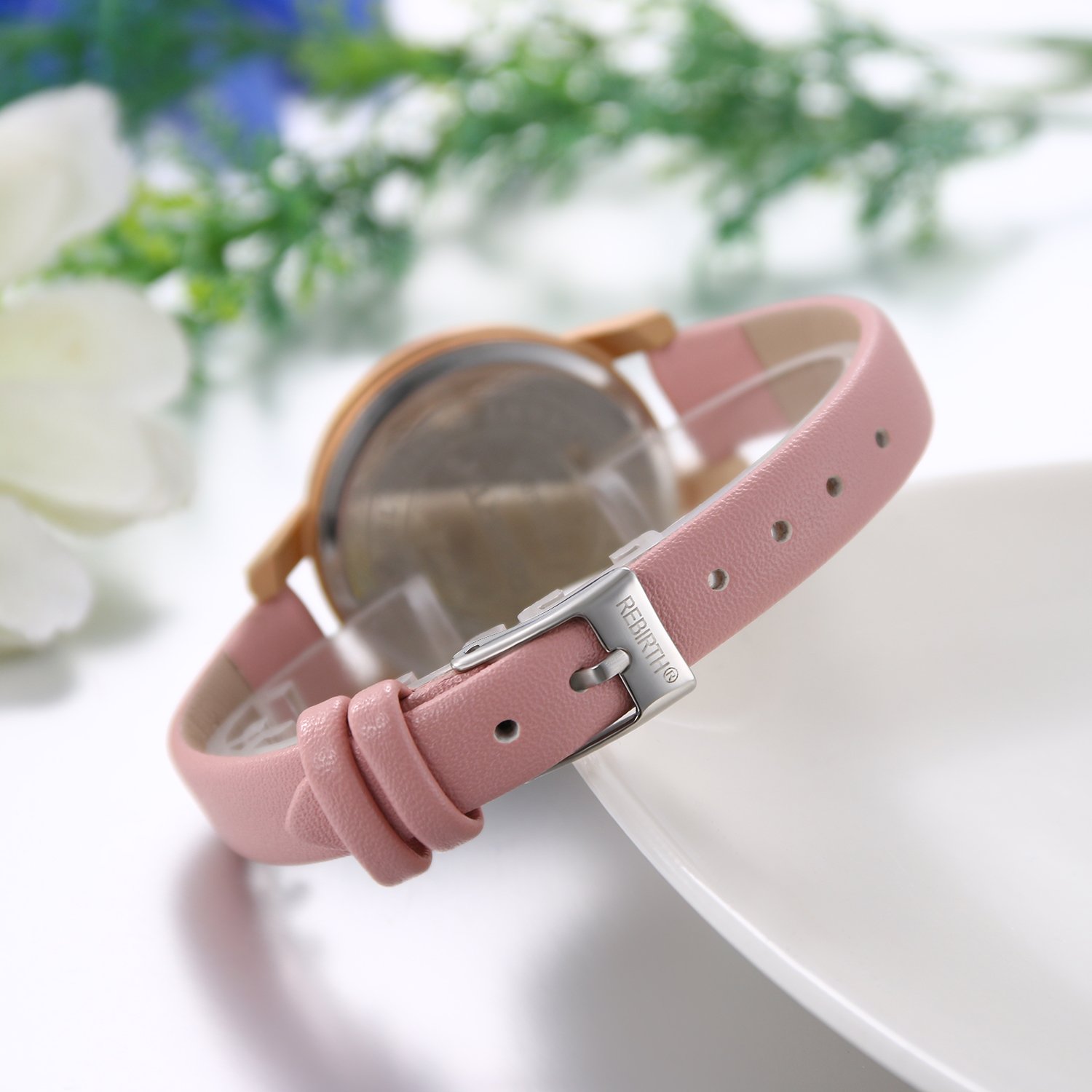 JewelryWe Reloj de pulsera de cuarzo para hombre y mujer, de lujo, simple y brillante, con cielo estrellado
