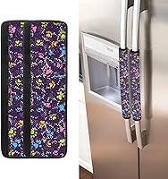 Vista 19 de Juego de 2 fundas para manija de puerta de refrigerador con estampado de copos de nieve de aguacate, protector de manija de puerta de cocina lavable