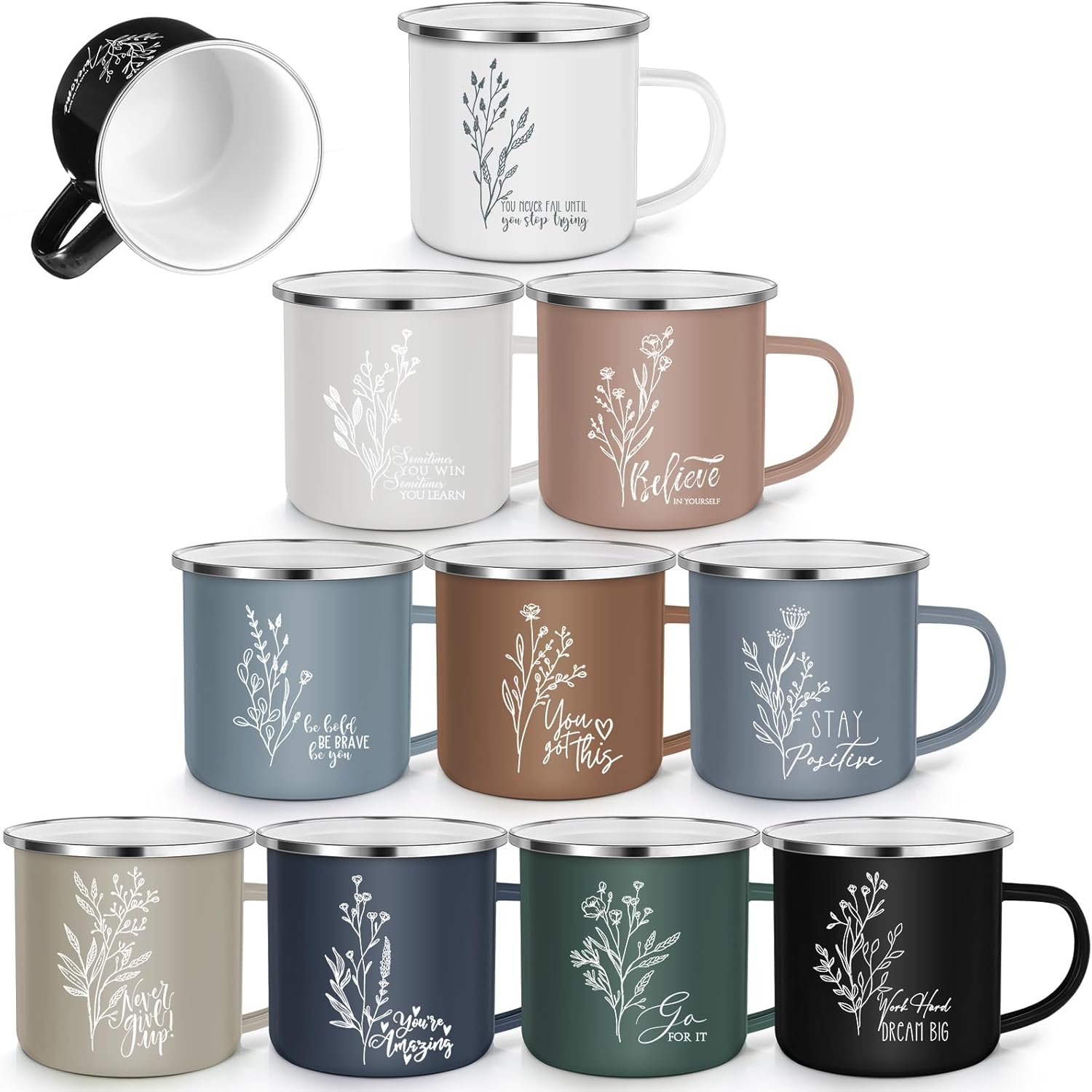 10 Pcs Employee Appreciation Gifts Thank You Enamel Mugs 12 oz Inspirational Coffee Mug for Easter Staff Coworker Teacher Nurse Social Worker Volunteer Administrative Professional Gift