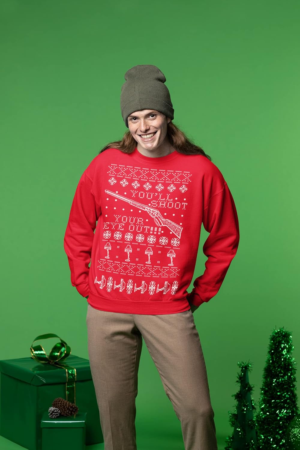 Wild Bobby You'll Shoot Your Eye Out Ugly Christmas Sweater Unisex Crewneck Graphic Sweatshirt