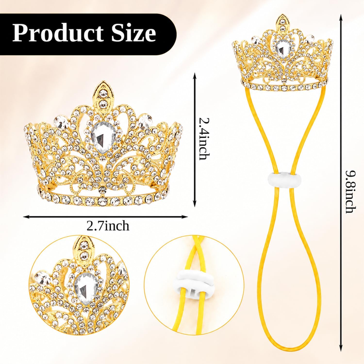 Small Dogs Cats Gold Clear Crowns Tiaras with Rhinestones image 2