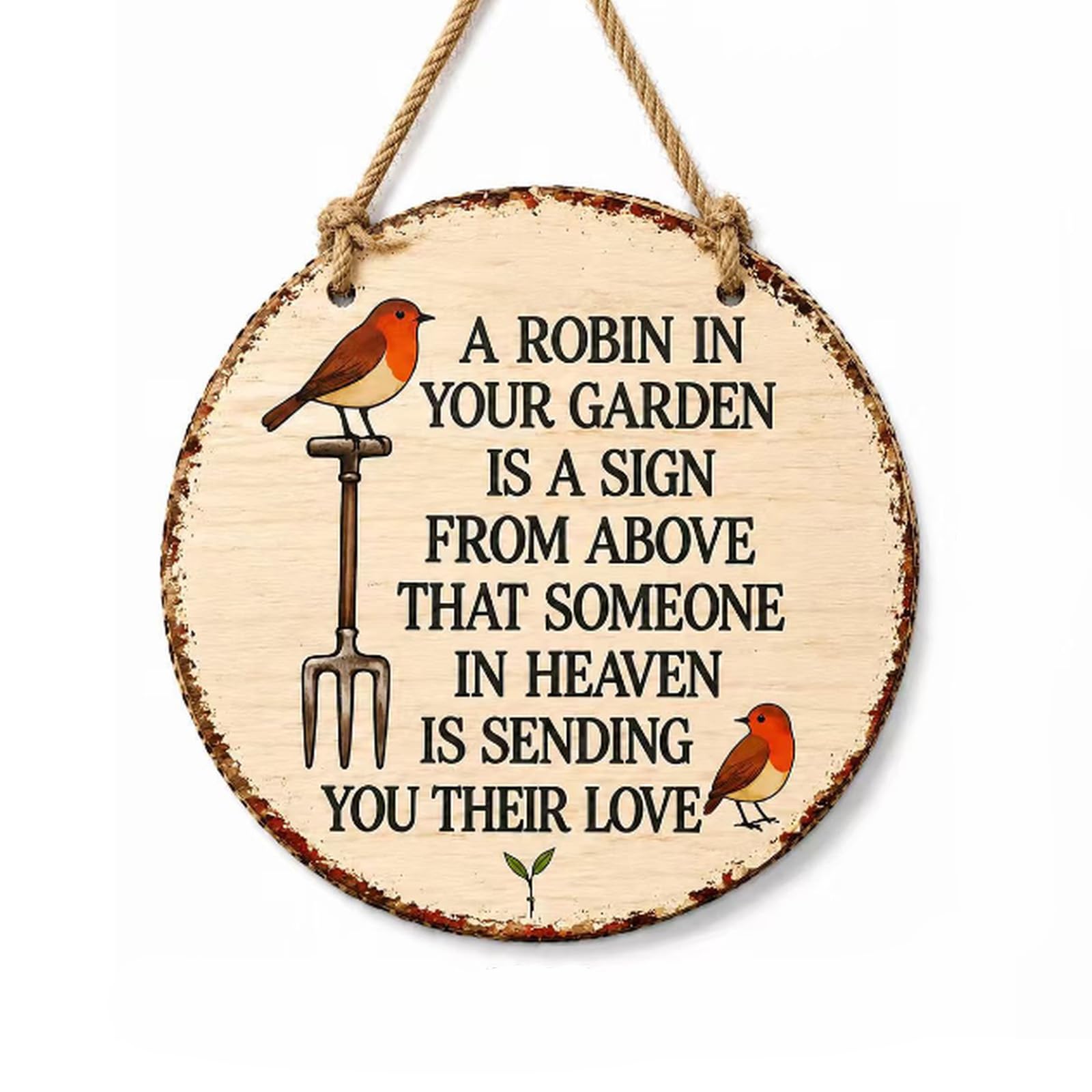 A Robin in Your Garden Plaque, Round Garden Sign, 20 cm