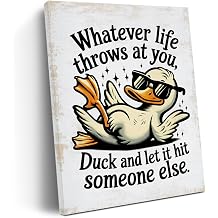 Funny Duck Decor Sarcastic Duck Gifts for Ducks Lover Canvas Wall Art Wall Decor Adult Humor Saying Artwork Poster Prints for Home Living Room Bedroom Office Bathroom Decoration,Framed,11.4x15IN