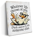 Funny Duck Decor Sarcastic Duck Gifts for Ducks Lover Canvas Wall Art Wall Decor Adult Humor Saying Artwork Poster Prints for Home Living Room Bedroom Office Bathroom Decoration,Framed,11.4x15IN