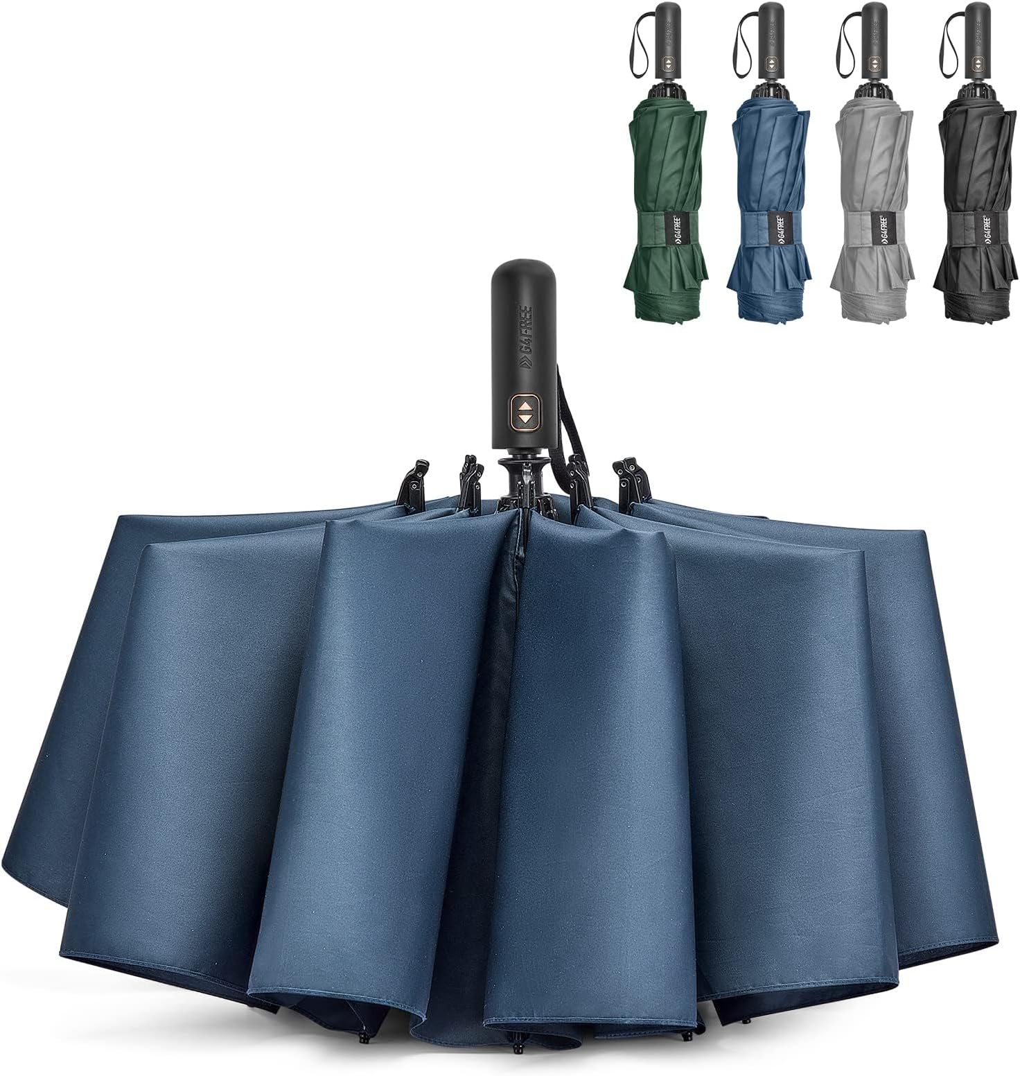 62 Inch Large Folding Umbrella 10 Ribs Sturdy Travel Compact Umbrella for Automatic Open Windproof Waterproof Rain Double Canopy