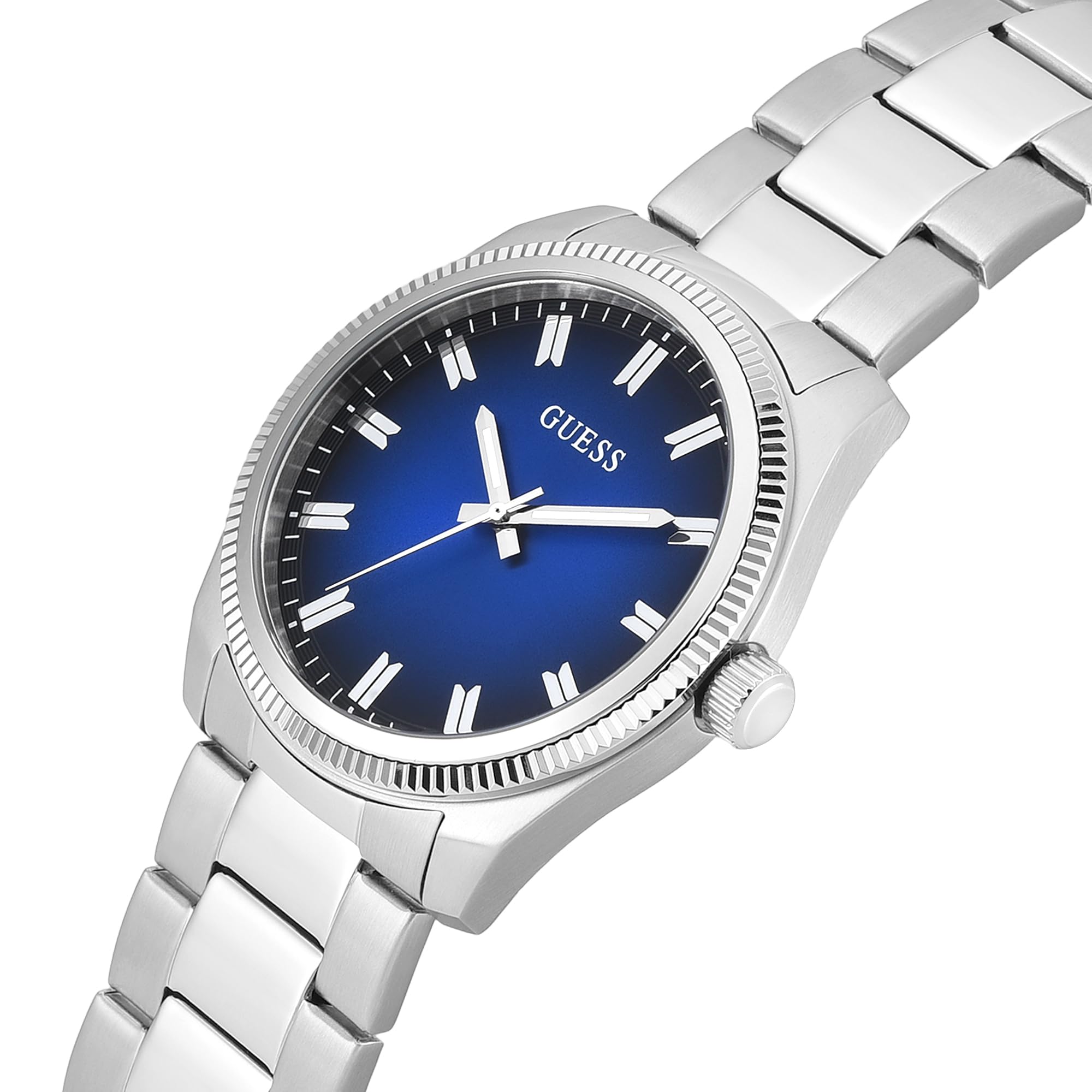 Guess Huck U1485G1M - Reloj analógico redondo de 44 mm con esfera azul para hombre