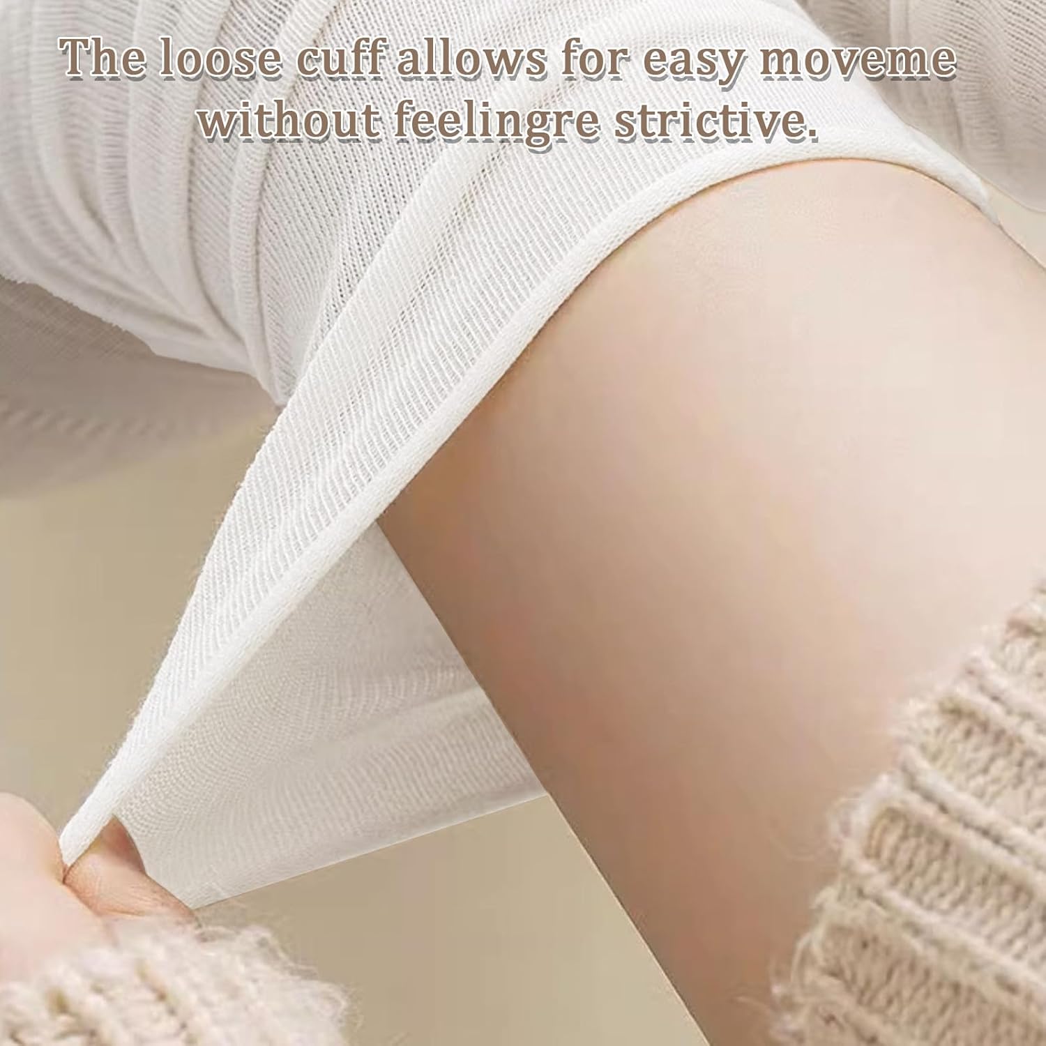 Womens Thigh High Socks, Pure Cotton Over the Knee Socks, Long Knee High Boot Stockings for Women, Long Warm leg Warmers for Daily Wear, Cosplay Extra Longer Football Sock for Women(White) - Image 3