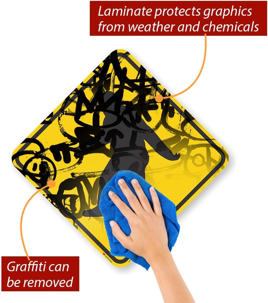 SmartSign-K-9506-SAS-EG "Sasquatch Big Foot Crossing" Sign | 18" x 18" 3M Engineer Grade Reflective Aluminum , Black on Yellow