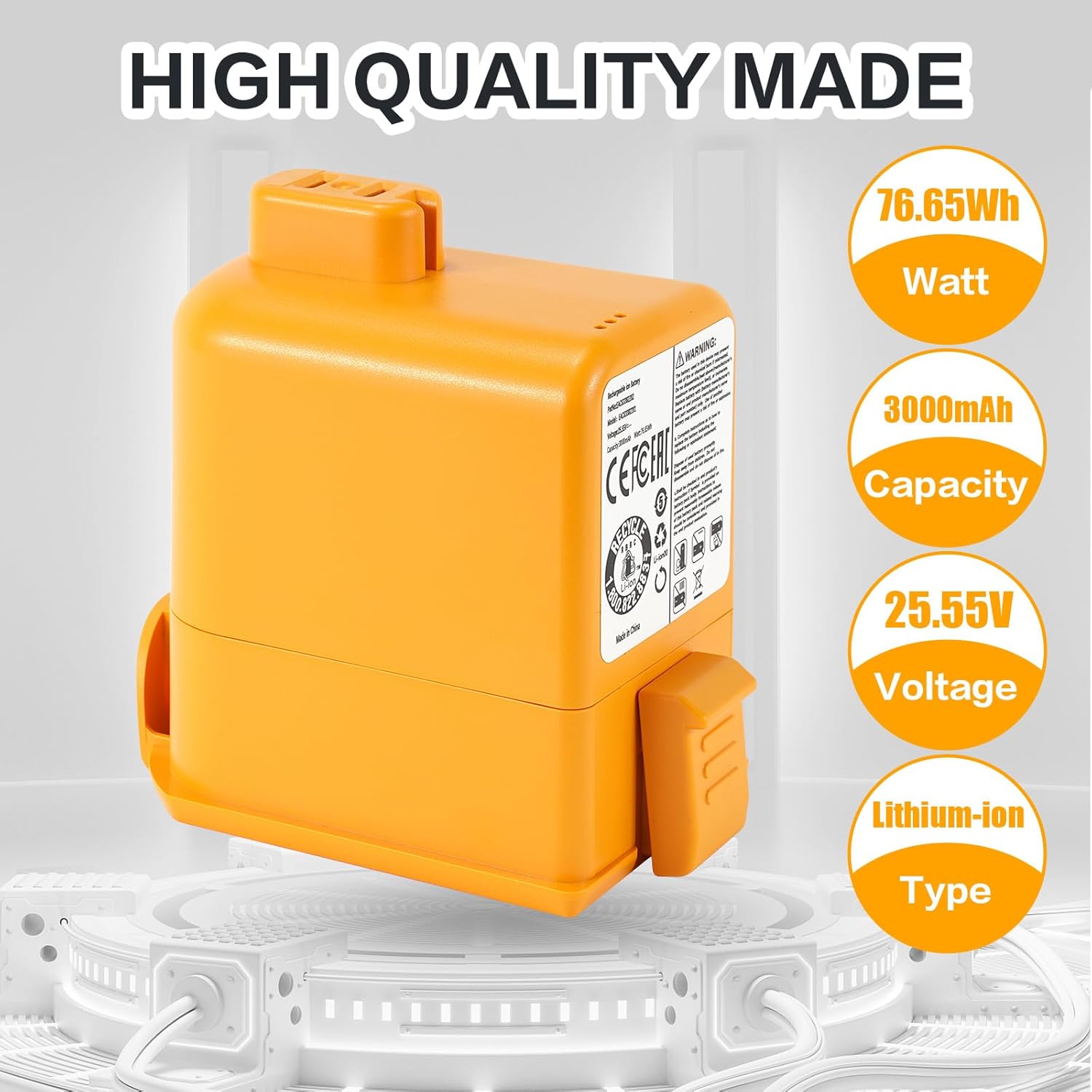 25.55V 3000mAh Battery Replacement for LG Cord Zero A9，A9S,P9,A9K-CORE,A9MAX,A9T-Ultra,A9K-PRO,A9N,A9M,A9MULTI,A958,A958SA,A9 Plus A905M A907GMS A905RM A908MVR A929KVM A958S A9KMAX A916