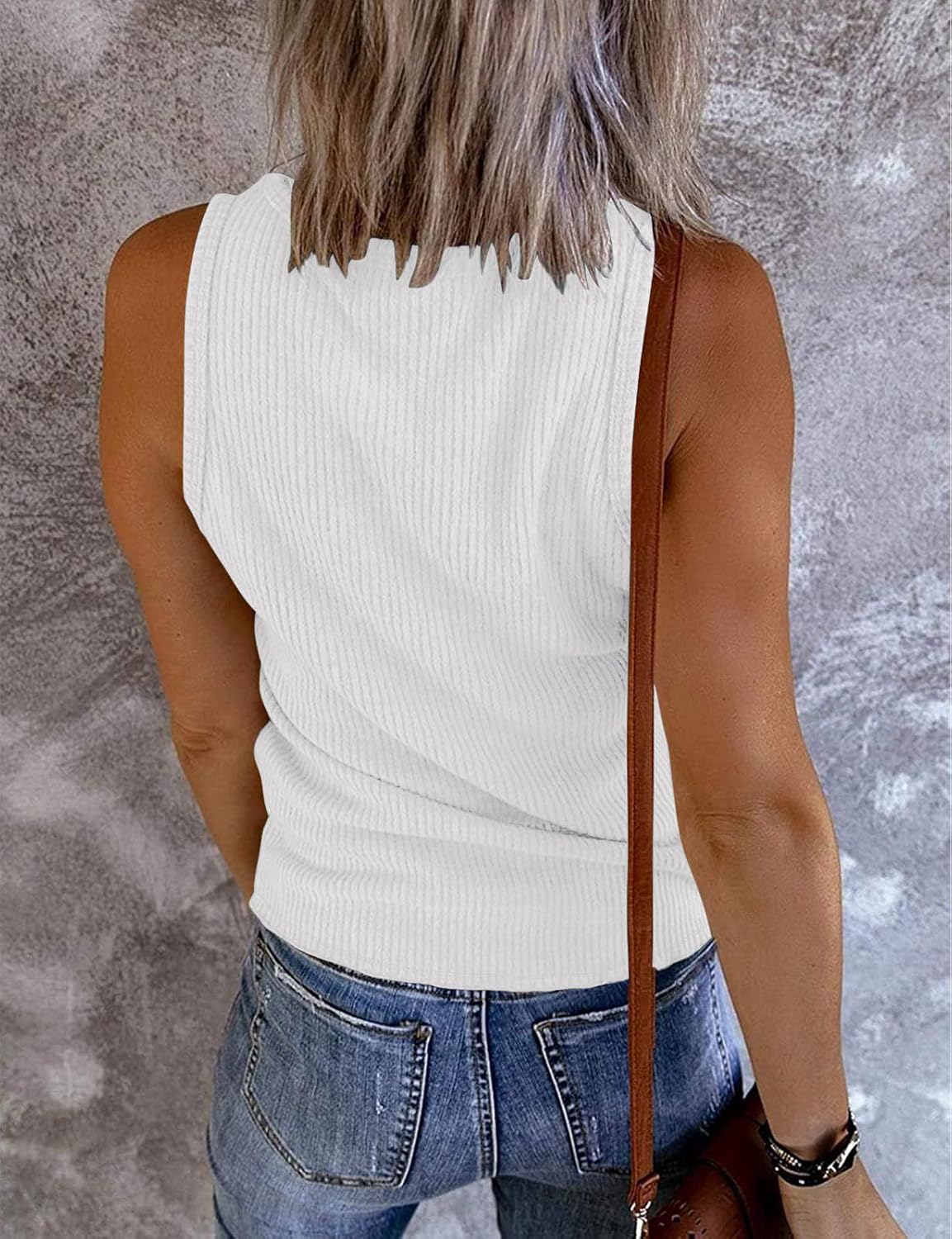 Women's 2026 Summer Sleeveless Tank Tops V Neck Ribbed Dressy Casual Henley Shirts Button Loose Cami Tees image 2