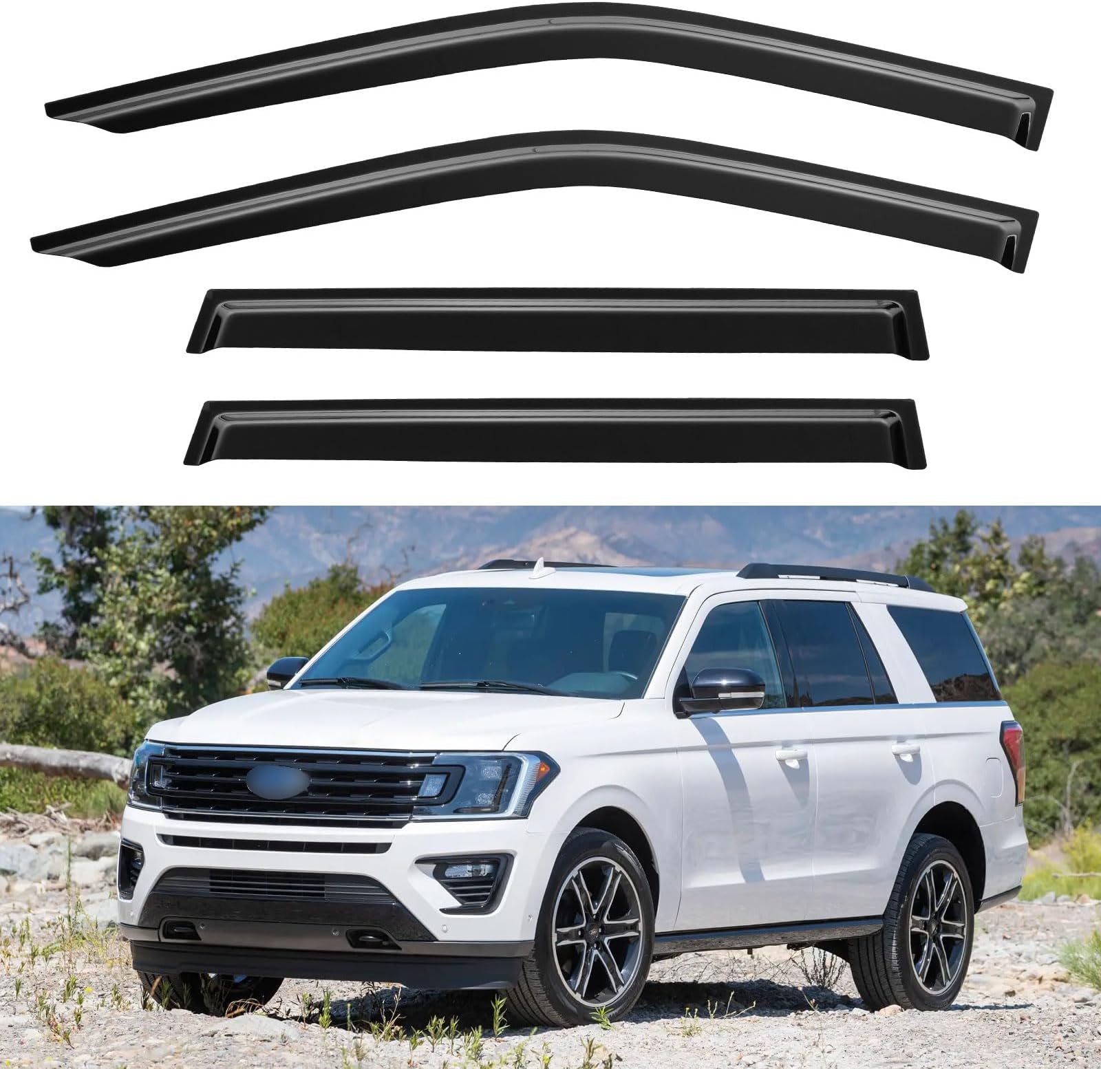 Window Visors Rain Guards for 2018-2024 Ford Expedition, Out-Channel Window Vent Wind Deflectors Visors Shades for 18-24 Expedition XL STX XLT MAX Limited King Ranch Platinum