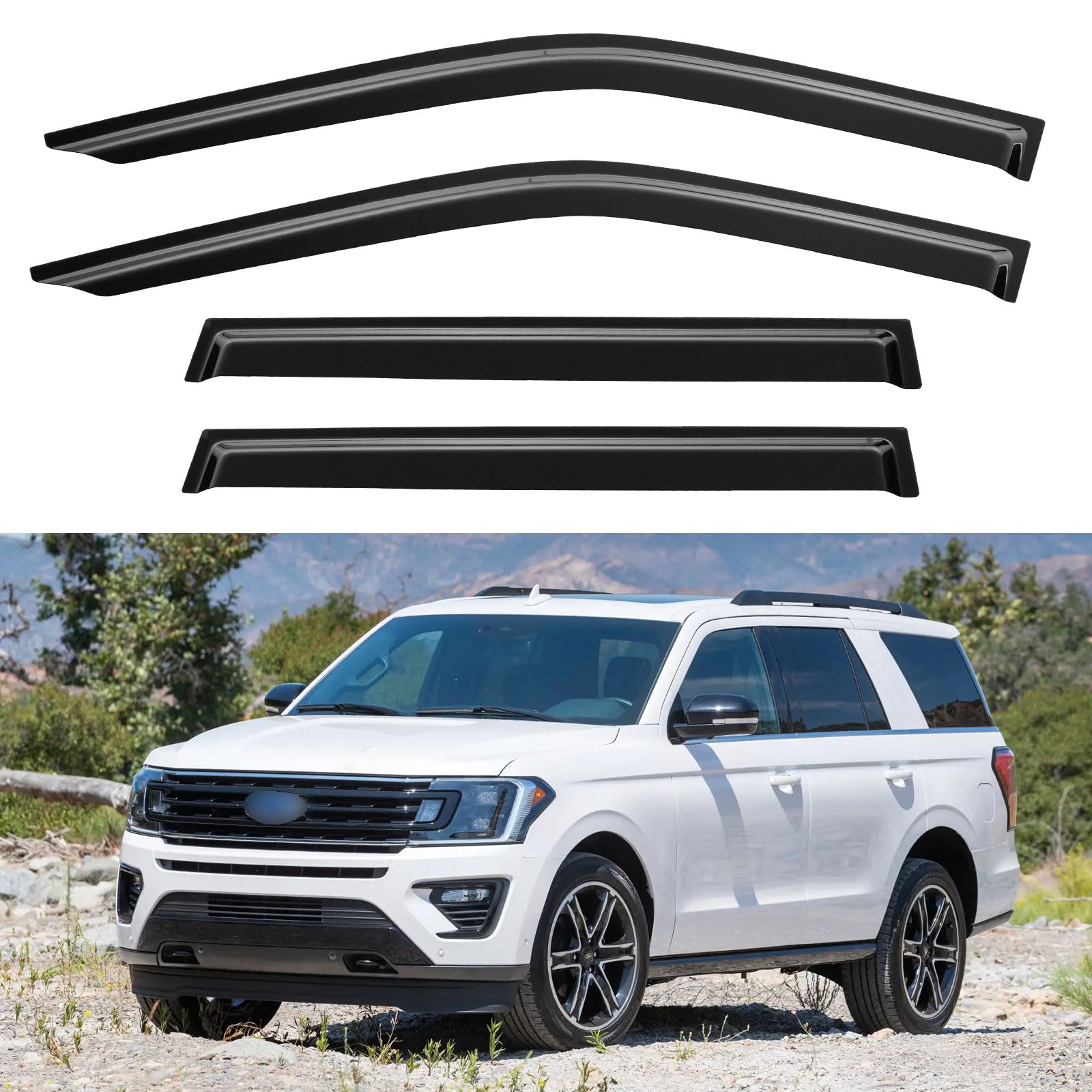 Window Visors Rain Guards for 2018-2024 Ford Expedition, Out-Channel Window Vent Wind Deflectors Visors Shades for 18-24 Expedition XL STX XLT MAX Limited King Ranch Platinum