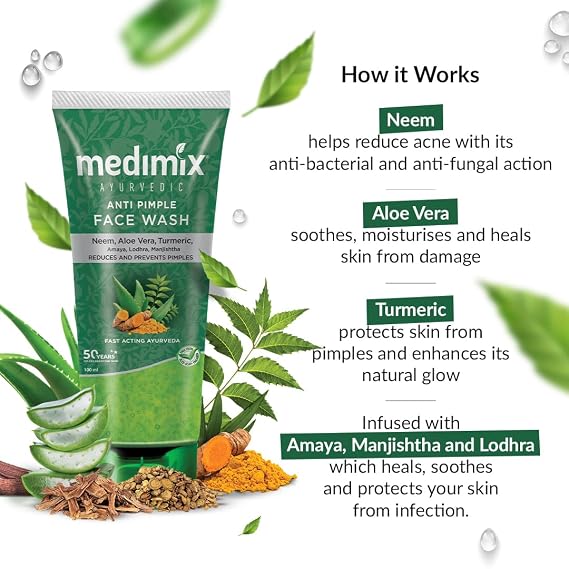 Medimix Ayurvedic Anti Pimple Face Wash, 100ml (Pack of 3)