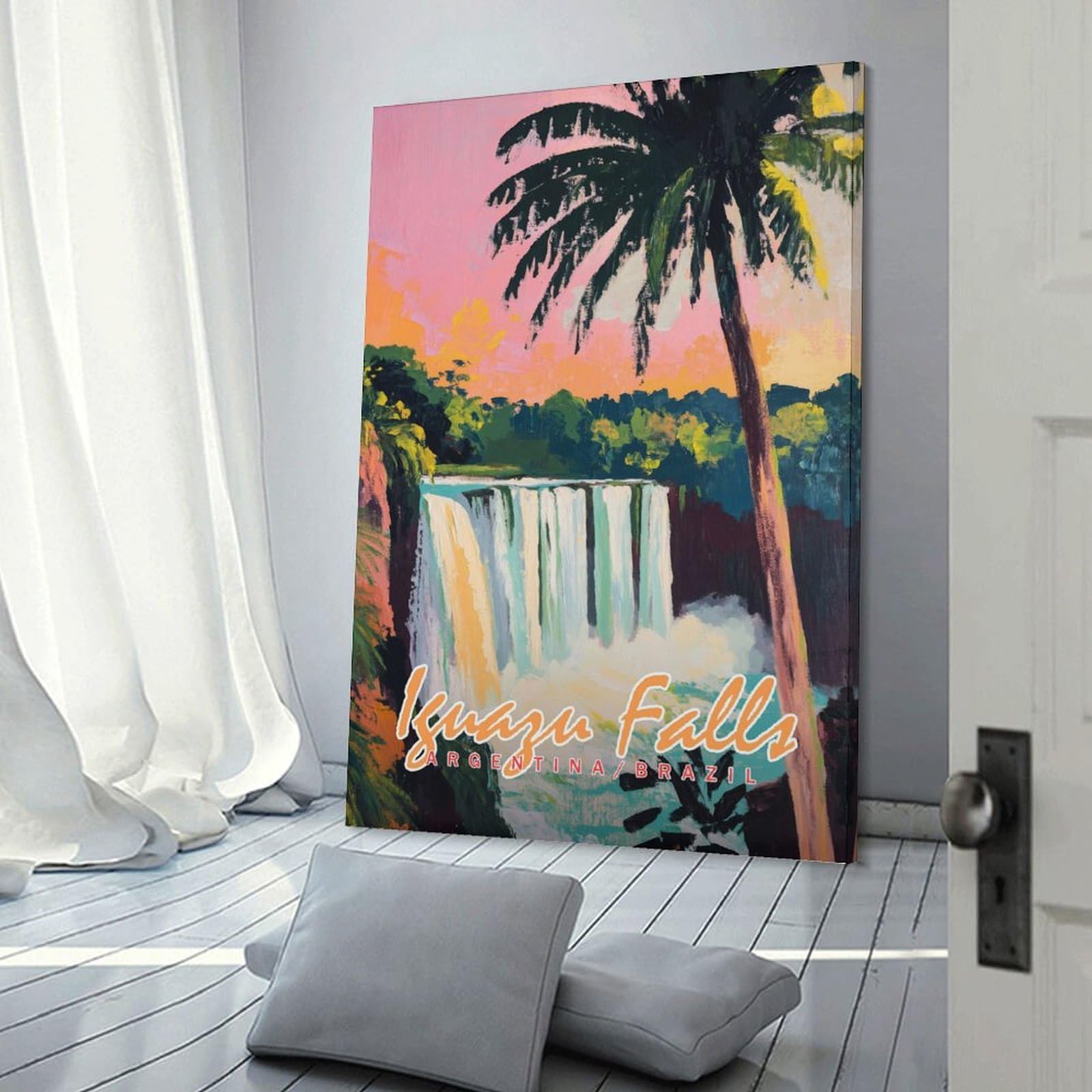 Junmoney Iguazu Falls Painting Wall Art Print, 20x30inch(50x75cm), for Entryway, Lounge Links Or Small Walls, Decorative Wall Art for Narrow Spaces