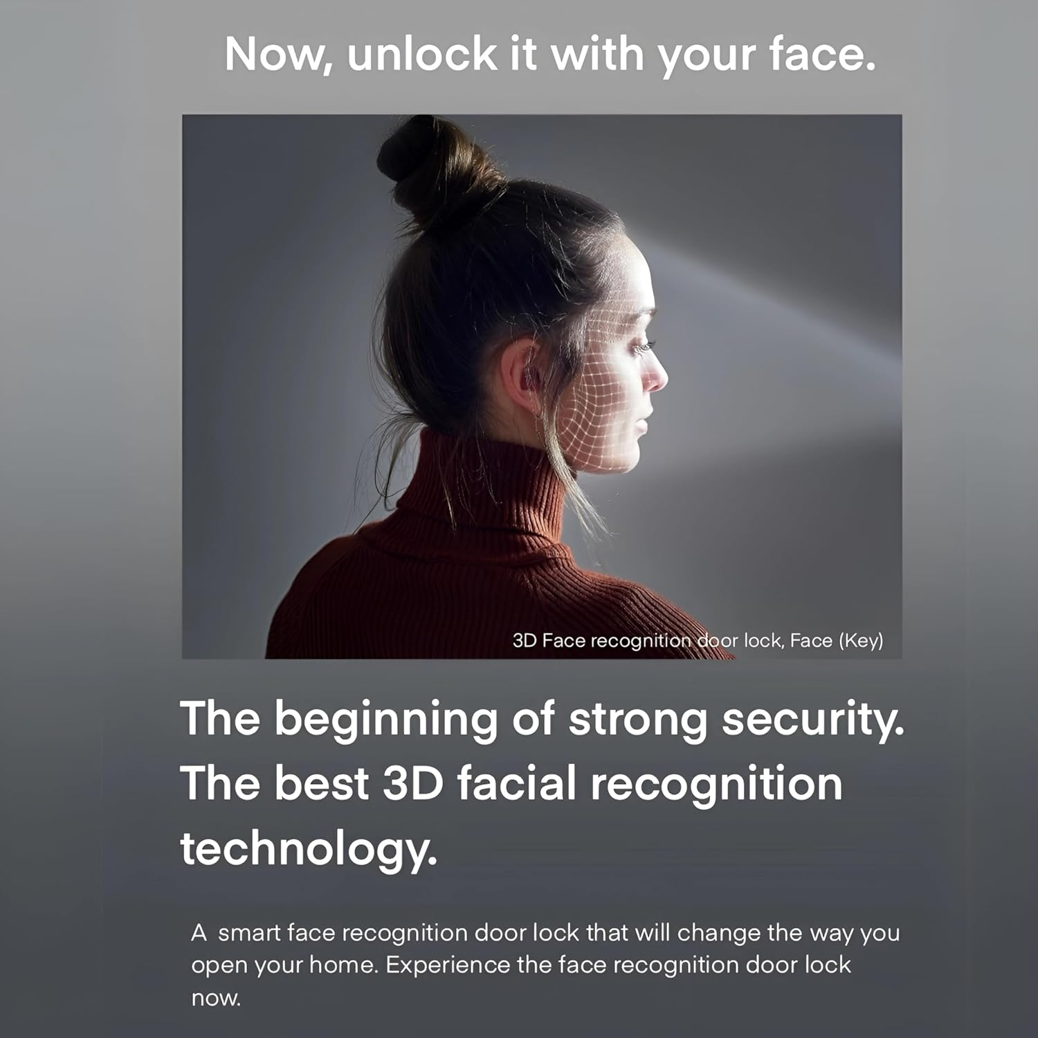 Woman using 3D Face Recognition to unlock Solity Smart Door Lock