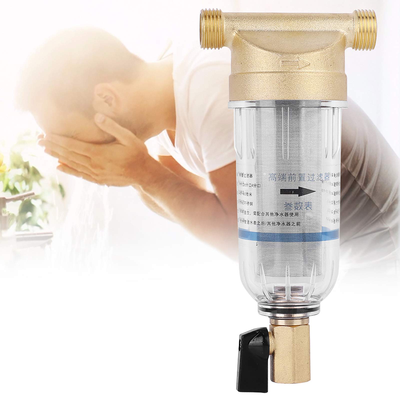 Filtro Sedimenti Riutilizzabile 3/4" per Rubinetto - Prefiltro Acqua Spin Down per Pozzi e Casa con Rimozione Sabbia e Impurità, Depuratore per Acqua Pura Uso Domestico