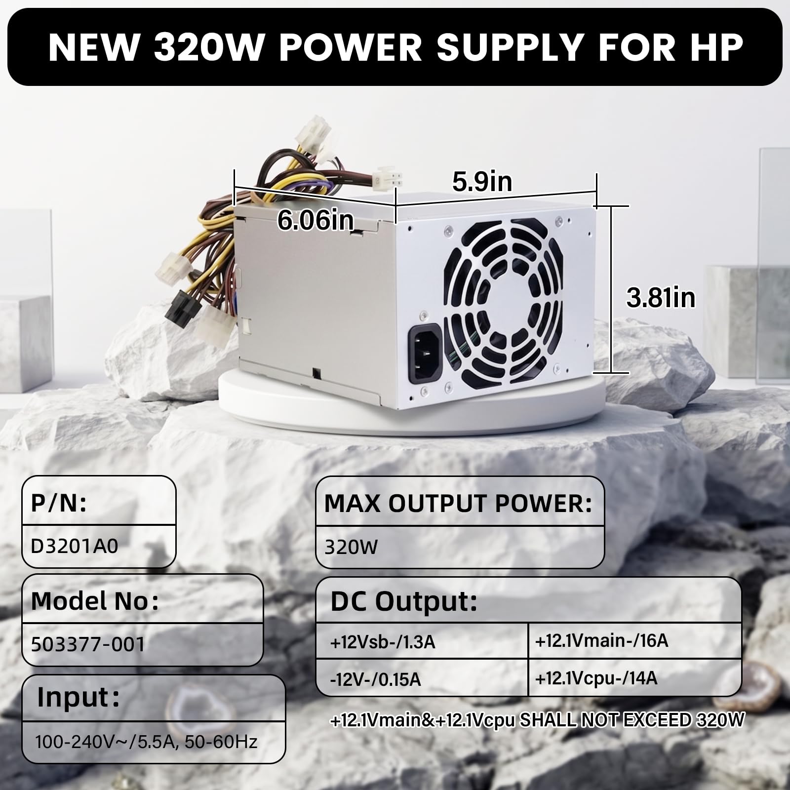 Amazon | LXun アップグレード 503377-001 320W 電源 D10-320P2A 電源
