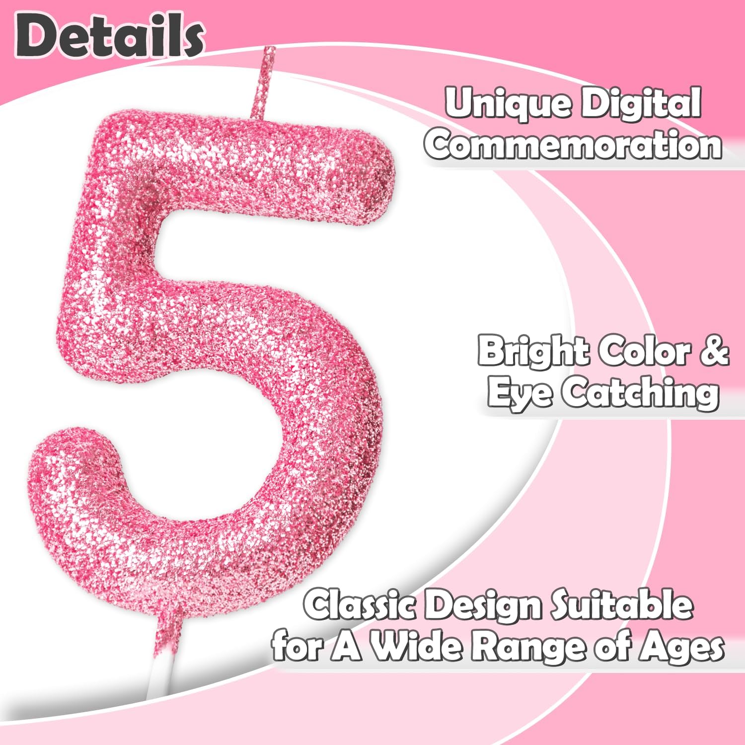 2.76 inch Large 15 Candle Birthday Girl, 15th Birthday Candles for Girls 15 Year Old Birthday Party Decorations, Pink 15 Candles Cake Decoration Girl 15th Anniversary Celebration Supplies