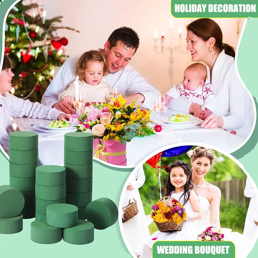 SupKing Blocchi Di Schiuma Floreale Rotonda - 4 Pezzi Da 15,2 Cm - Verde Per Fiori Freschi E Artificiali - 5