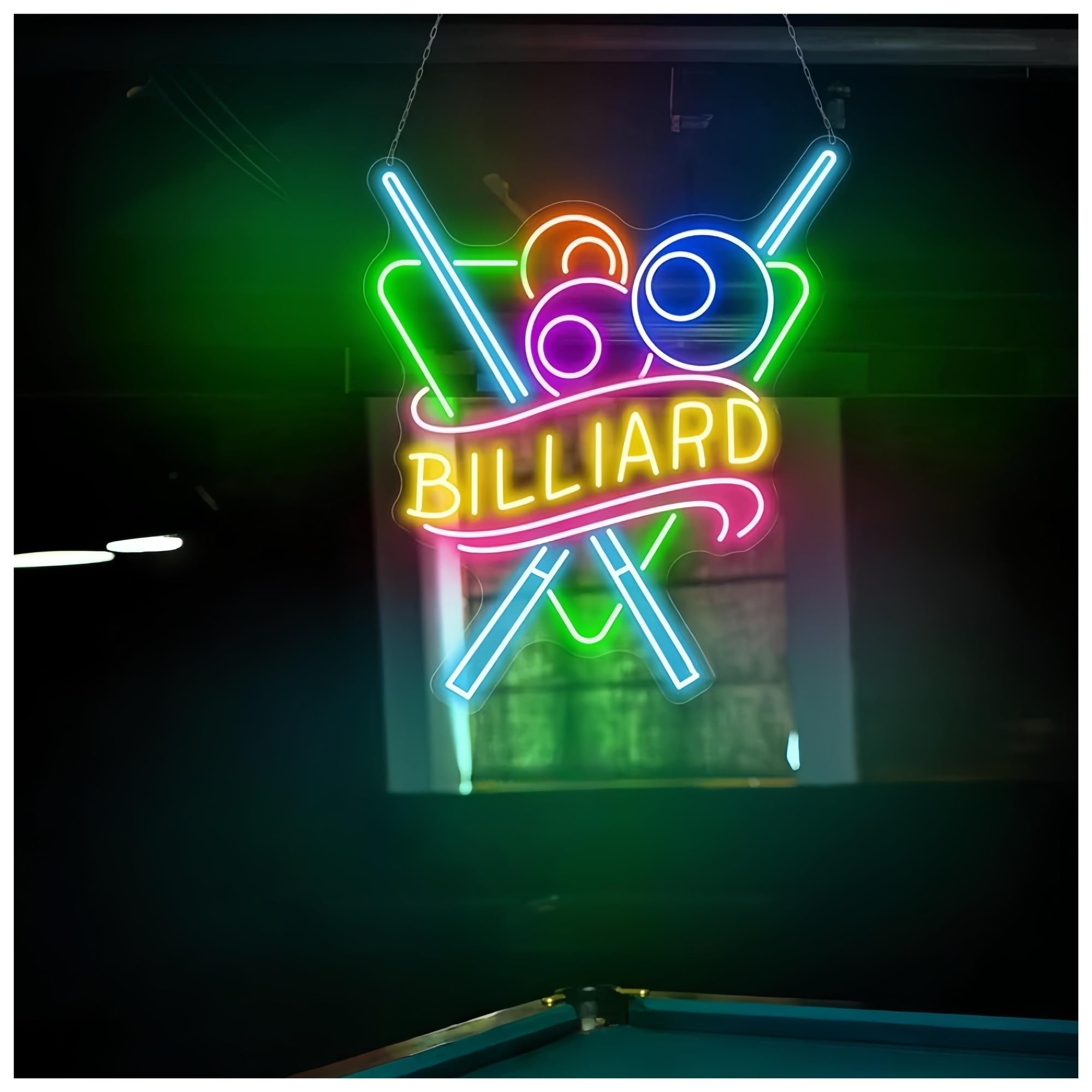 SHOUXI Sign Lamp Billiards Neon Signs USB Powered Pool Hall Neon Lights Suitable for Pub Club Party Decor Commercial Signs(C,61X71CM)