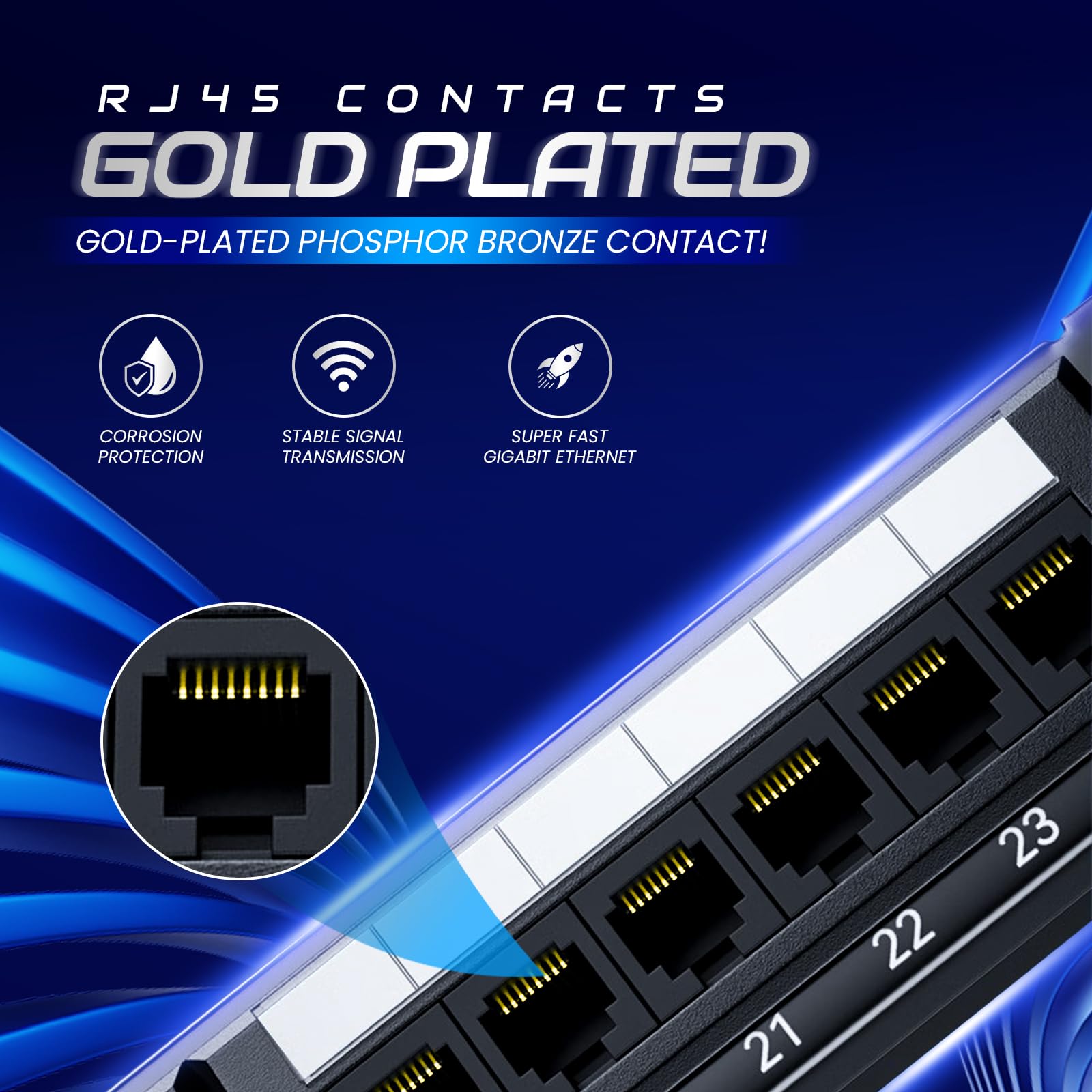 Pannello patch RJ45 Cat6 UTP 24 porte montaggio a parete o rackmount