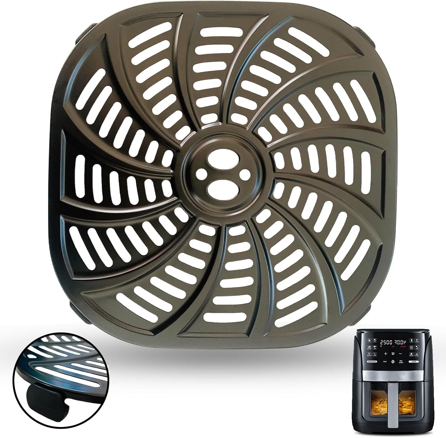 6QT Square Air Fryer Crisper Plate for Gourmia GAF616 Air Fryers, Upgraded Air Fryer Grill Insert Pan Rack Crisper Tray Grate Grid Shelf for 6QT Gourmia Air Fryers, Nonstick, Dishwasher Safe 6QT Square Air Fryer Crisper Plate for Gourmia GAF616 Air Fryers, Upgraded Air Fryer Grill Insert Pan Rack Crisper Tray Grate Grid Shelf for 6QT Gourmia Air Fryers, Nonstick, Dishwasher Safe